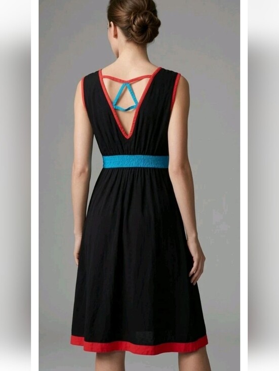 hecho mano Dresses & Skirts - Vintage Y2k 90s 80s Black Neon Midi Sleeveless Dress Empire Waist Geometric M